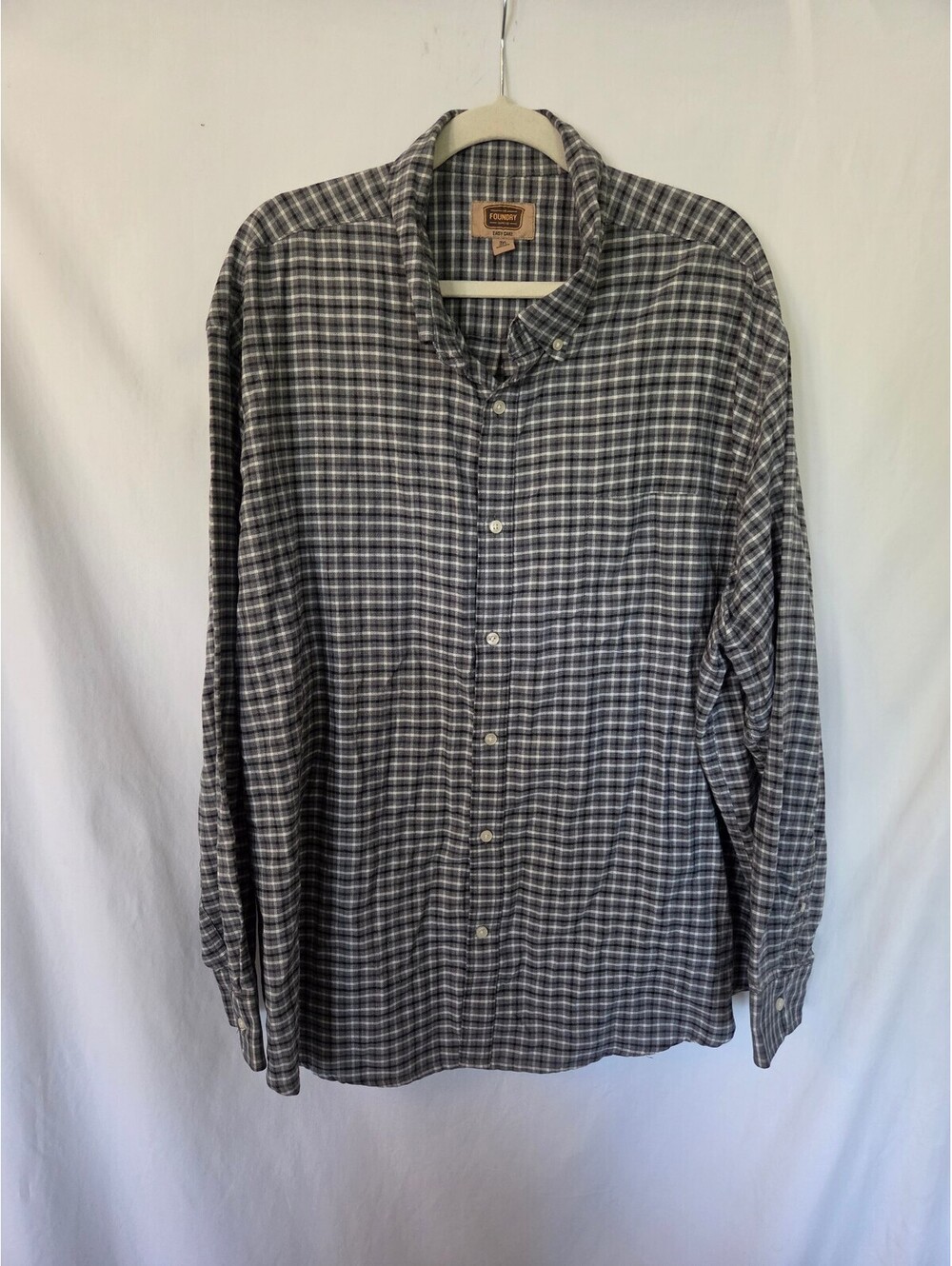 The Foundry Supply Co. Cottagecore/Gorpcore Men's 3XL Gray Plaid Button-Up Shirt